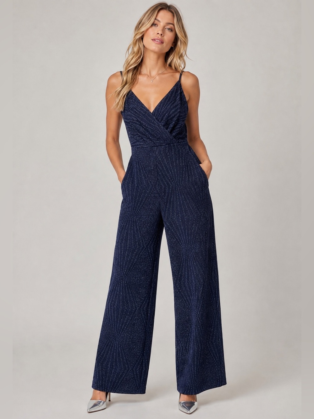 Glitter Shimmer jumpsuit - sleeveless - navy shimmer - small